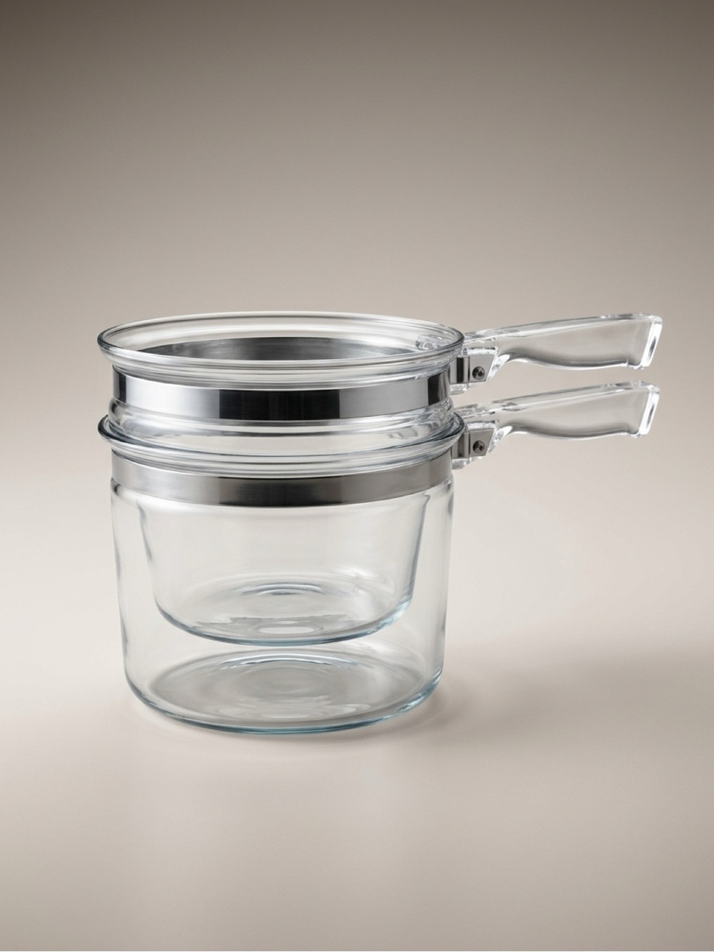 Clear Glass Double Boiler Saucepan Set - Clear